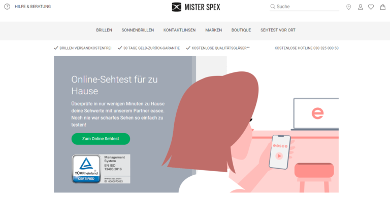 Erfolgreiche Markteinführung des Online-Sehtests: Mister Spex bietet die webbasierte Überprüfung der Korrektionswerte mittlerweile in fünf Ländern an
